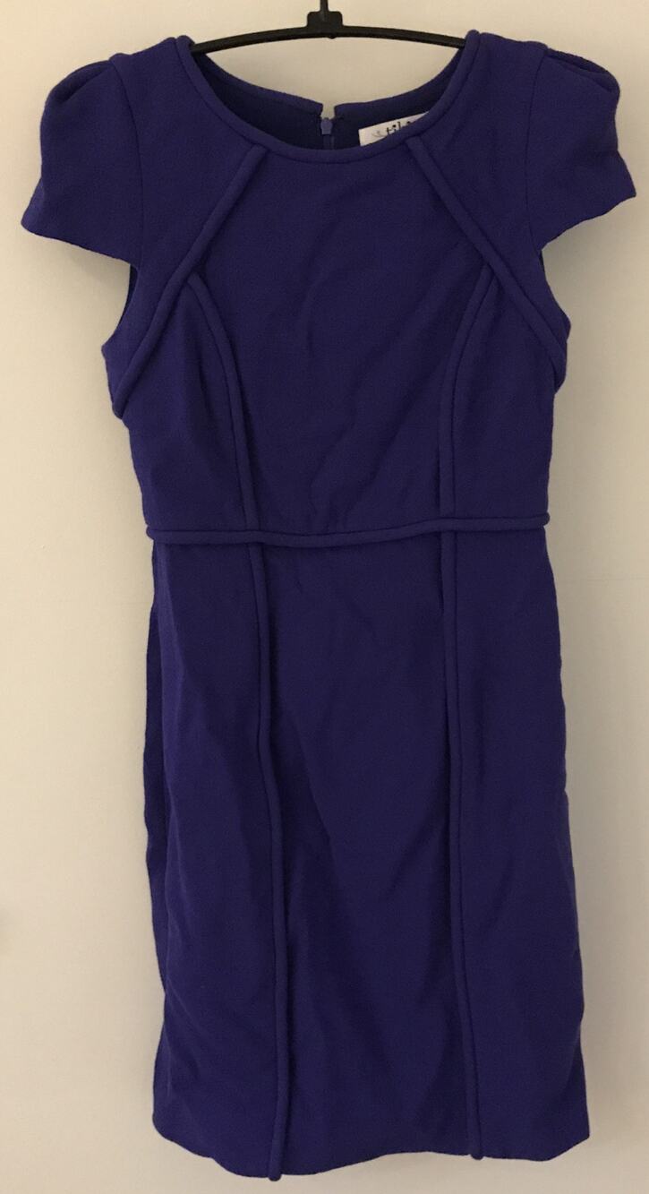 Tibi Dark Plum Purple Wool Pencil Body Con 90s Style Dress 4 36" Chest